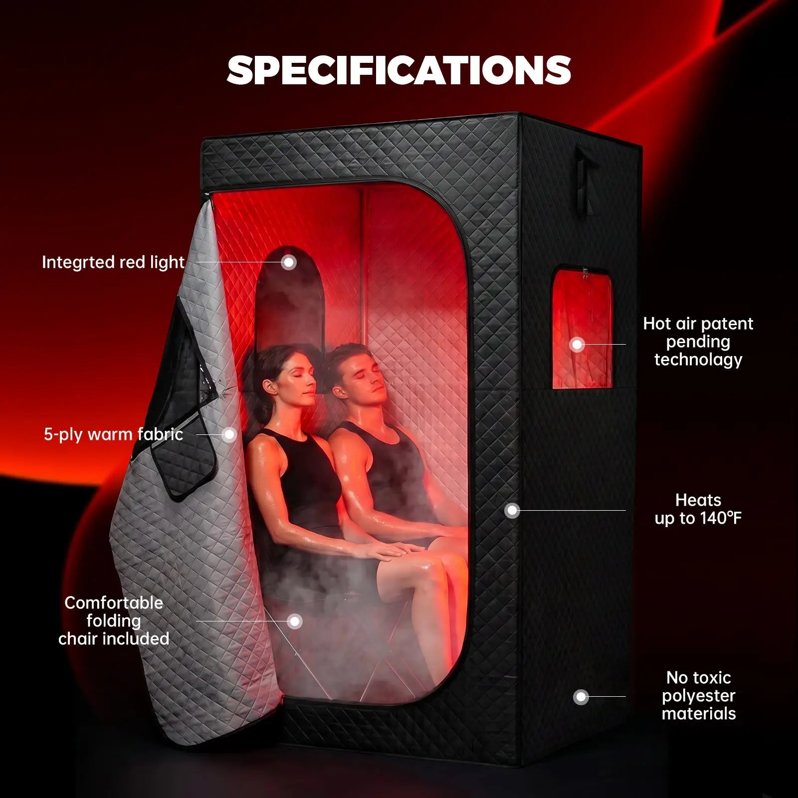 KASUE 2 Person Sauna Box – Portable Infrared Relaxation Space KASUE